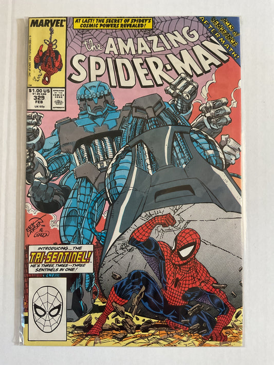 Amazing Spider-Man #329 1990 Marvel Comics 1st Appearance Of Tri-Sentinel