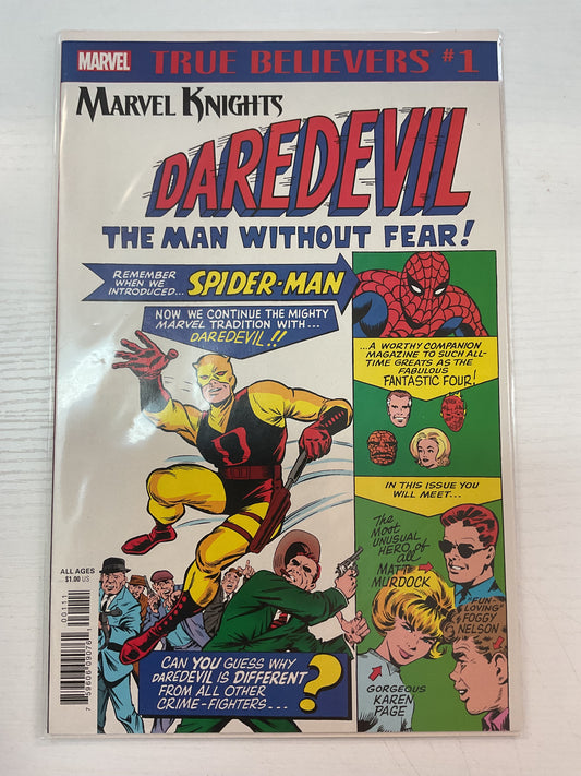 True Believers Daredevil #1 2018 Marvel Comics Reprint 1st Appearance Of Daredevil