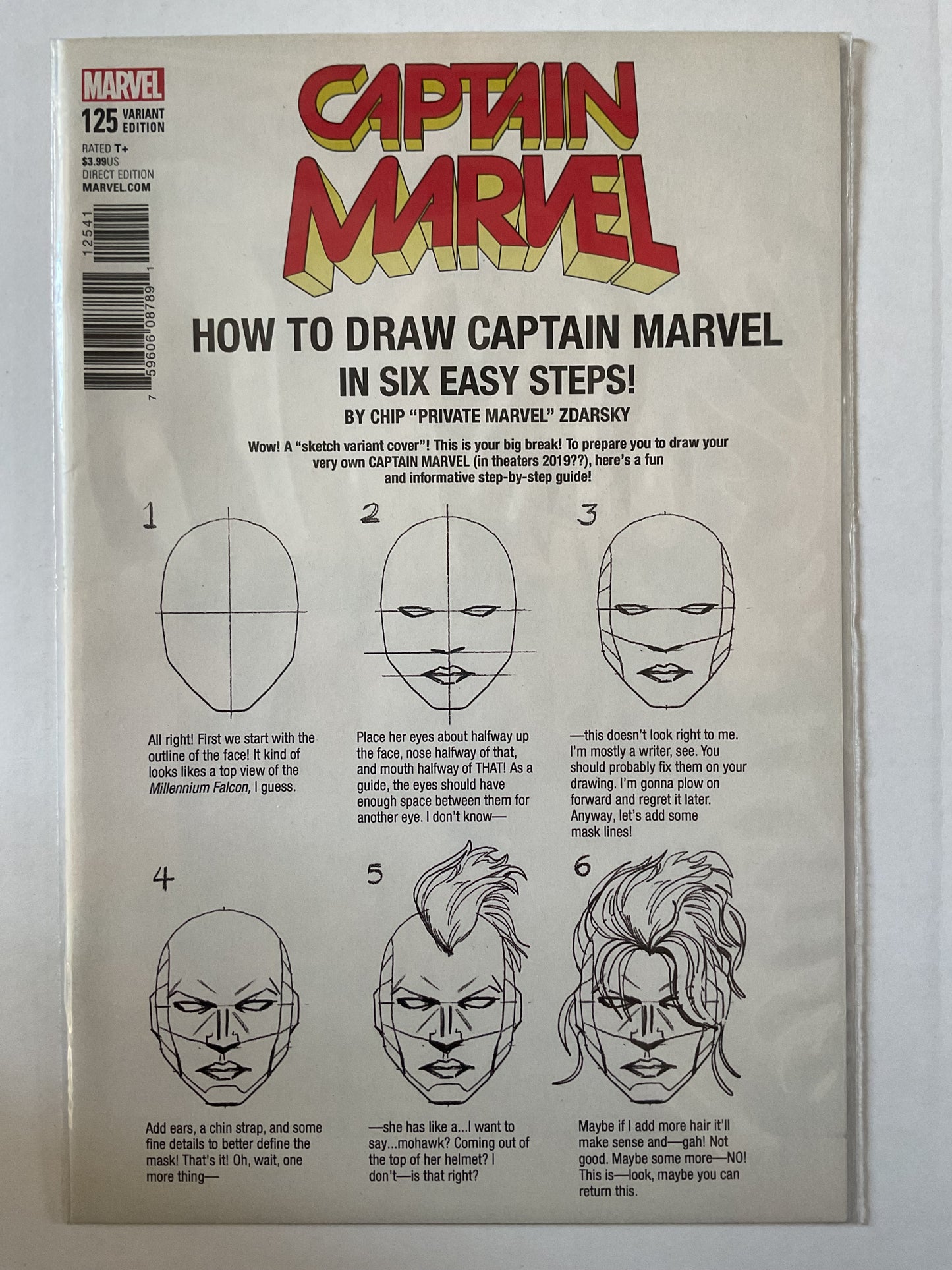 Captain Marvel #125 2017 Marvel Comics Zdarsky How To Draw Variant