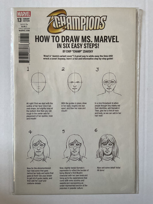 Champions #13 2017 Marvel Comics Zdarsky How To Draw Variant
