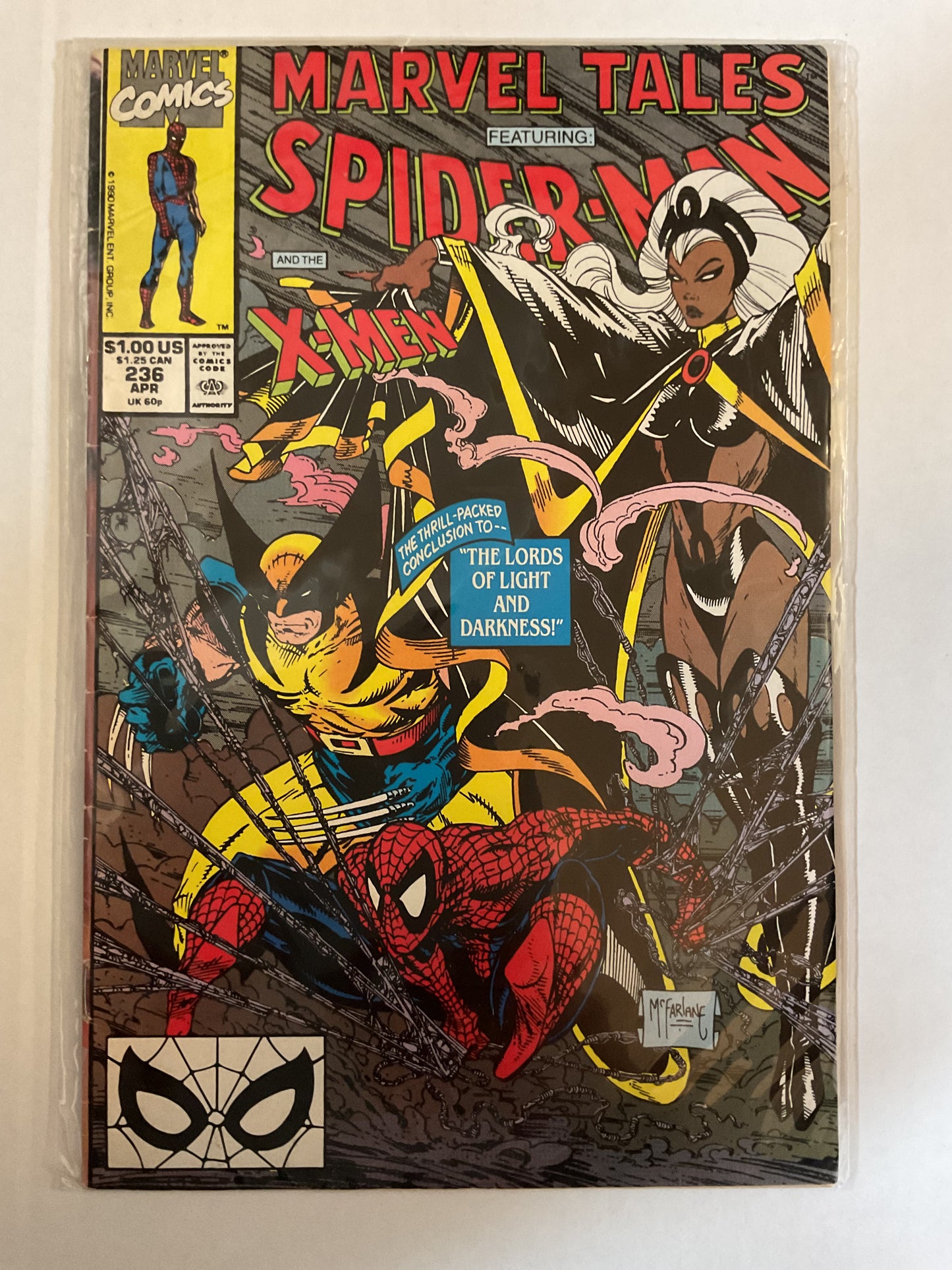 Marvel Tales #236 1990 Marvel Comics McFarlane Cover Spider-Man Wolverine